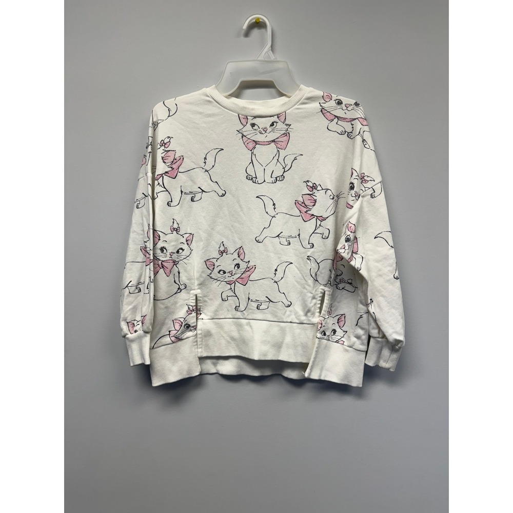 HM Disney Aristocats Marie Sweatshirt Kids Size 8-10 Cream Pink Cat Pullover